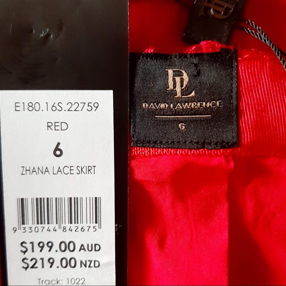 🔥80%OFF🔥SIZE 8 NWT DAVID LAWRENCE Red Zhana Lace Midi Skirt - Picture 7 of 9